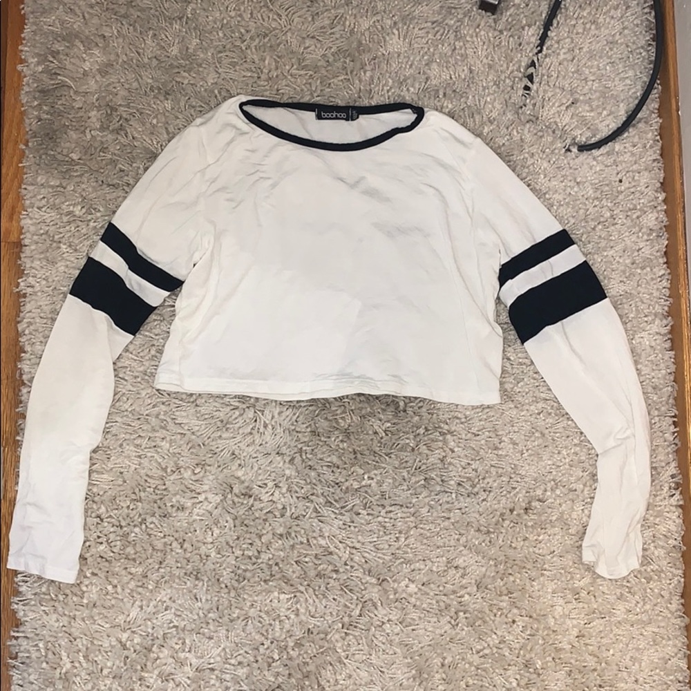 Boohoo Stripe sleeve crop size 6